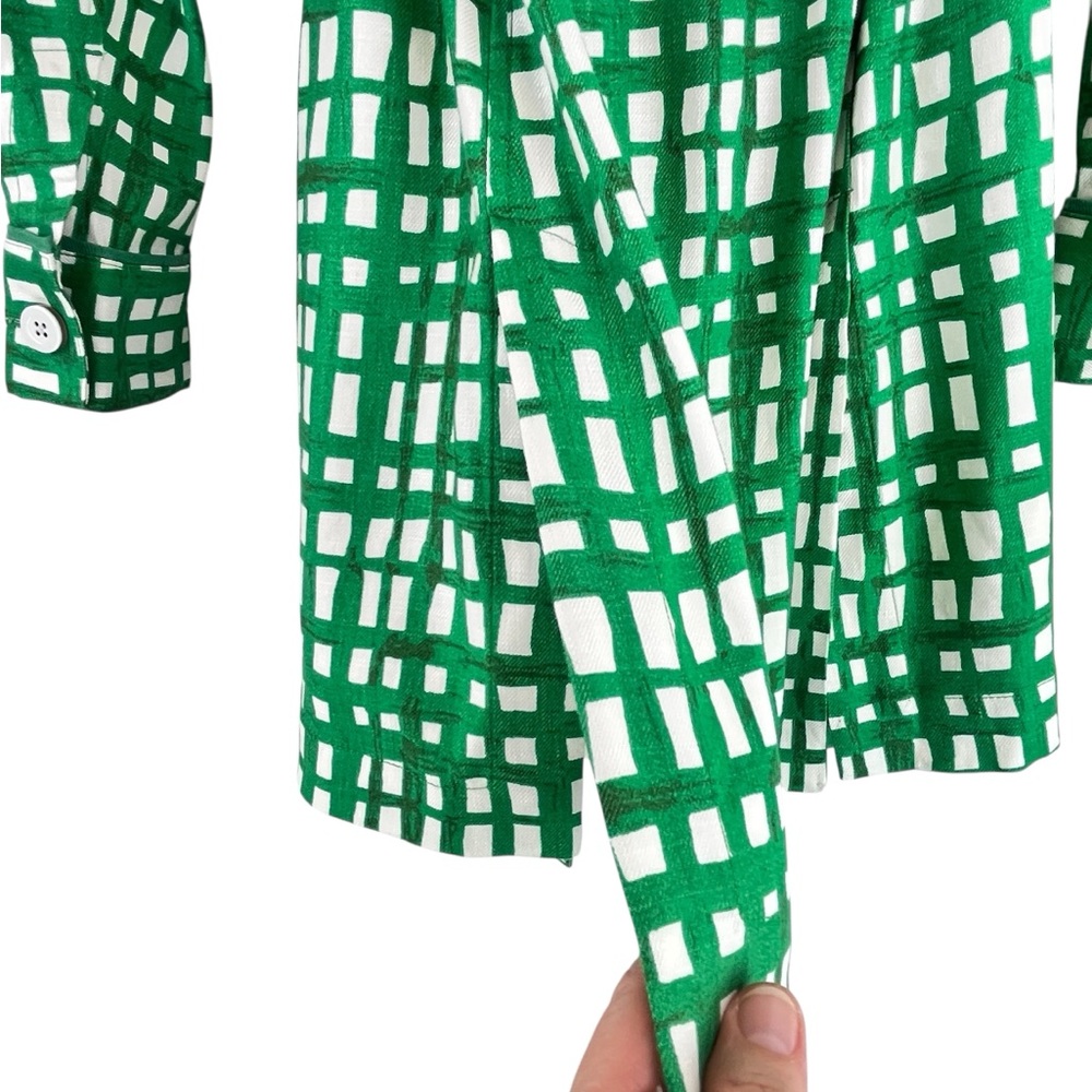 Cabi Circuit Jacket Green White Trench Coat Jacket Linen Blend Sz XS - Picture 11 of 16